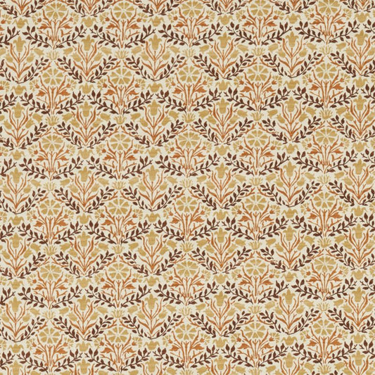 Bellflowers Fabric - Chocolate/Tan - Morris & Co - 227252 - Premier Wallcovering