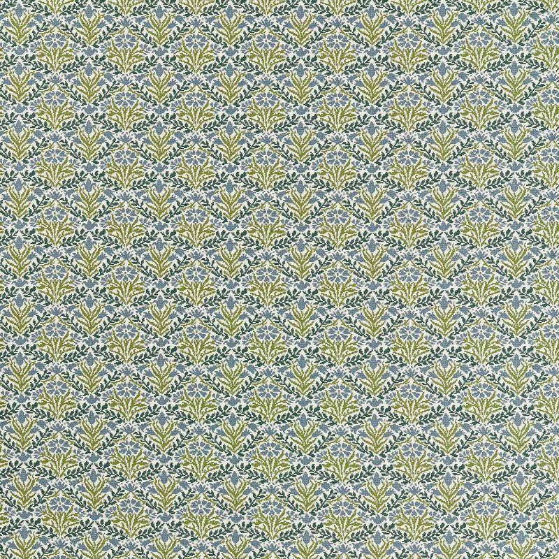 Bellflowers Weave Outdoor Fabric - Sky Blue/Forest - Morris & Co - 237559 - Premier Wallcovering