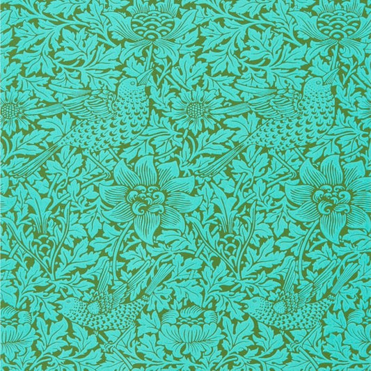 Bird & Anemone Wallpaper - Olive/Turquoise - Morris & Co - 216958 - Morris Wallpaper