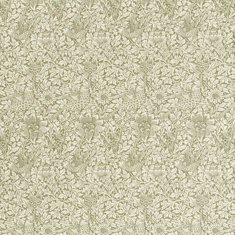 Bird & Anemone Weave Outdoor Fabric - Sage - Morris & Co - 237583 - Premier Wallcovering