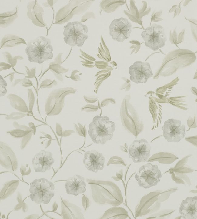 Bird Blossom Wallpaper - Ecru/Silver - DAEG213059 - Sanderson - Morris Wallpaper