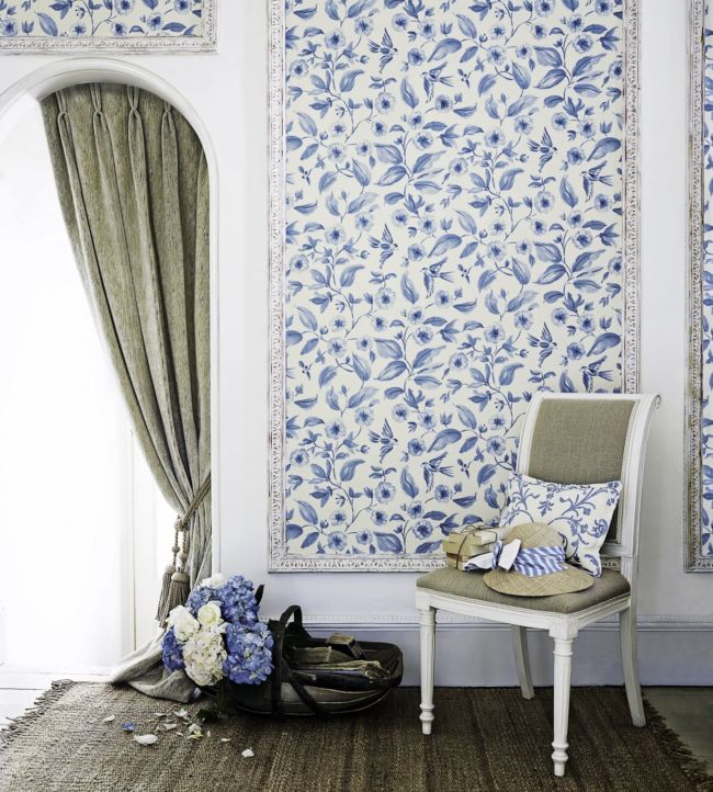 Bird Blossom Wallpaper - Ecru/Silver - DAEG213059 - Sanderson - Morris Wallpaper