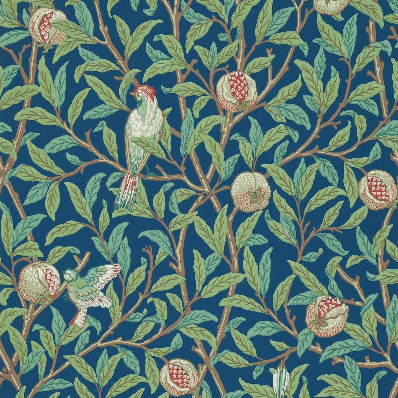 Bird & Pomegranate Wallpaper - Blue/Sage - Morris & Co - 216815 - Morris Wallpaper