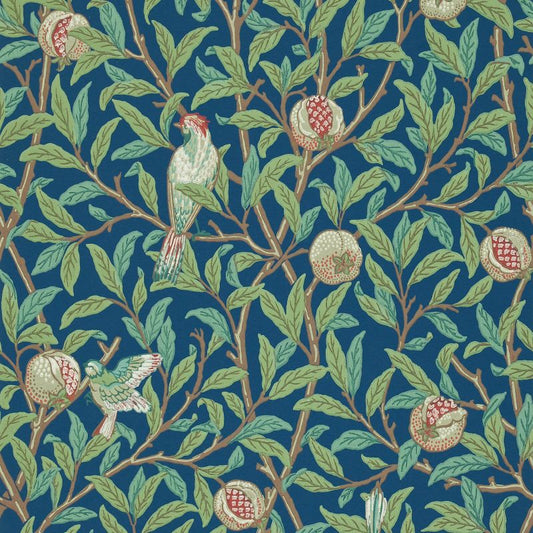 Bird & Pomegranate Wallpaper - Blue/Sage - Morris & Co - 216815 - Morris Wallpaper
