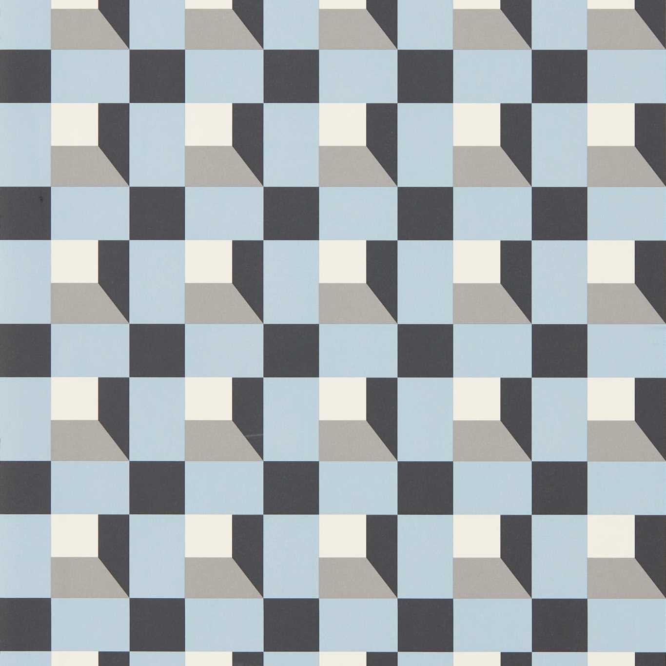 Blocks Wallpaper - Cornflower/Black Earth/Sketched - Harlequin - HQN3112944 - Morris Wallpaper