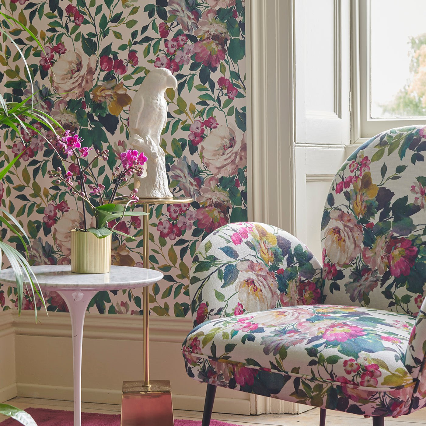 Bloom Wallpaper - Amethyst - Clarke & Clarke - W0139/01 - Morris Wallpaper