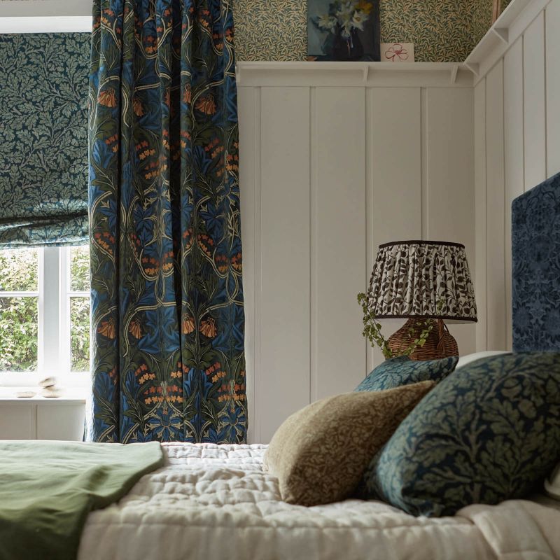 Bluebell Embroidery Fabric - Tump/Webbs Blue - Morris & Co - 237292 - Premier Wallcovering