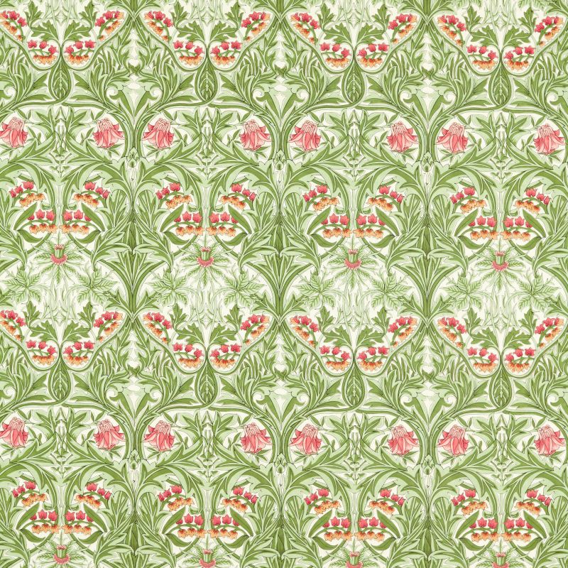Bluebell Fabric - Leaf Green/Sweet Briar - Morris & Co - 227038 - Premier Wallcovering