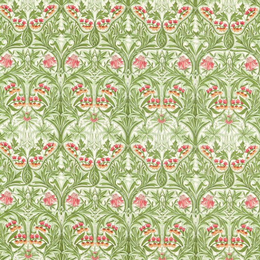 Bluebell Fabric - Leaf Green/Sweet Briar - Morris & Co - 227038 - Premier Wallcovering