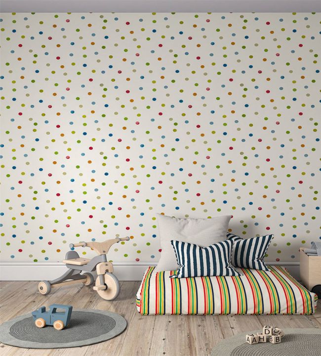 Bon Bon Wallpaper - Sky/Gecko/Ochre - HLTF112636 - Harlequin - Morris Wallpaper