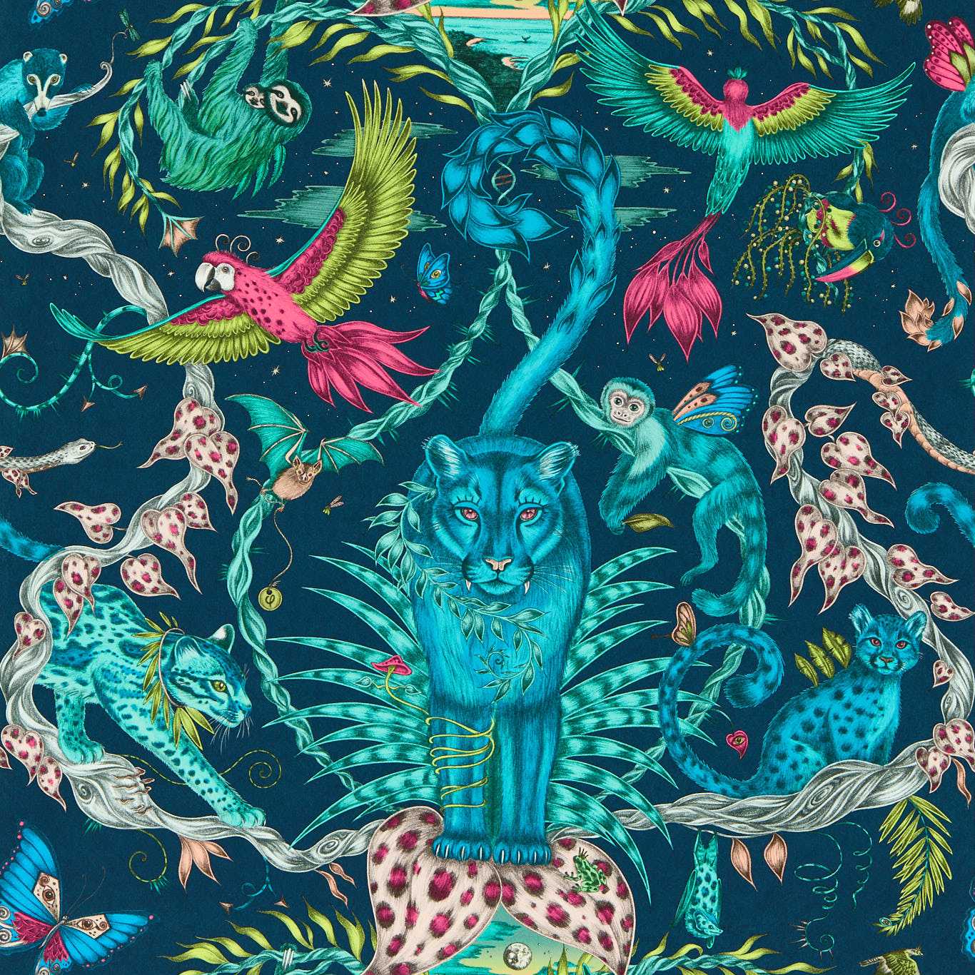 Bosque Dreams Wallpaper - Navy - Clarke & Clarke - W0213/03 - Morris Wallpaper
