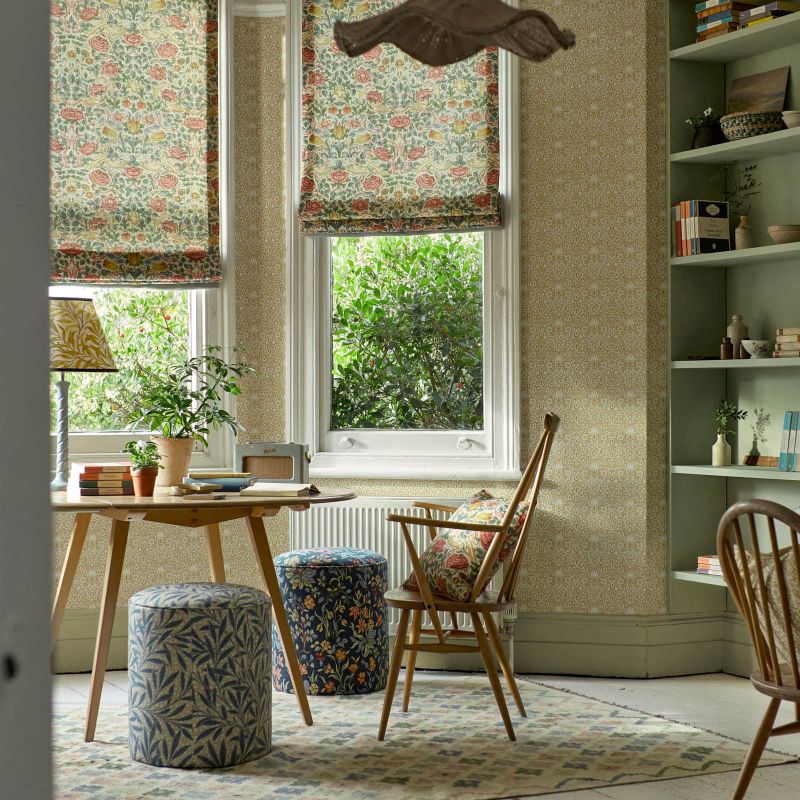 Bower Fabric - Green/Rose - Morris & Co - 227027 - Premier Wallcovering