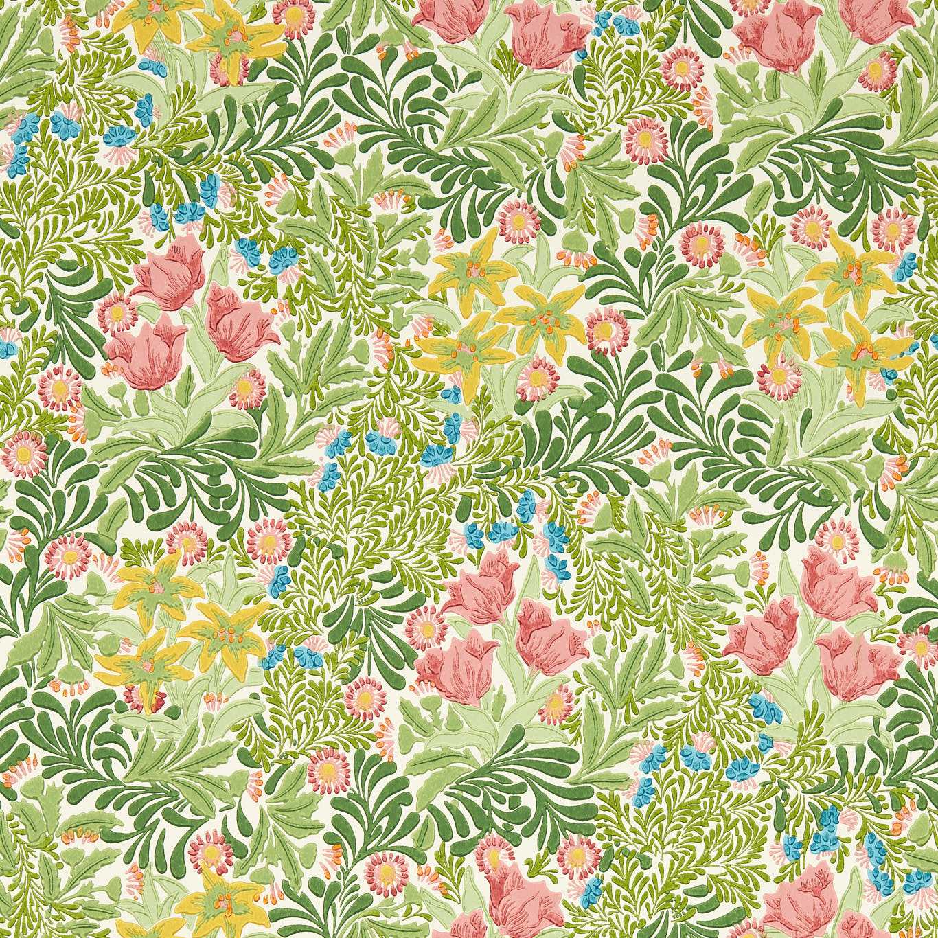 Bower Wallpaper - Boughs Green/Rose - 217205 - Morris & Co