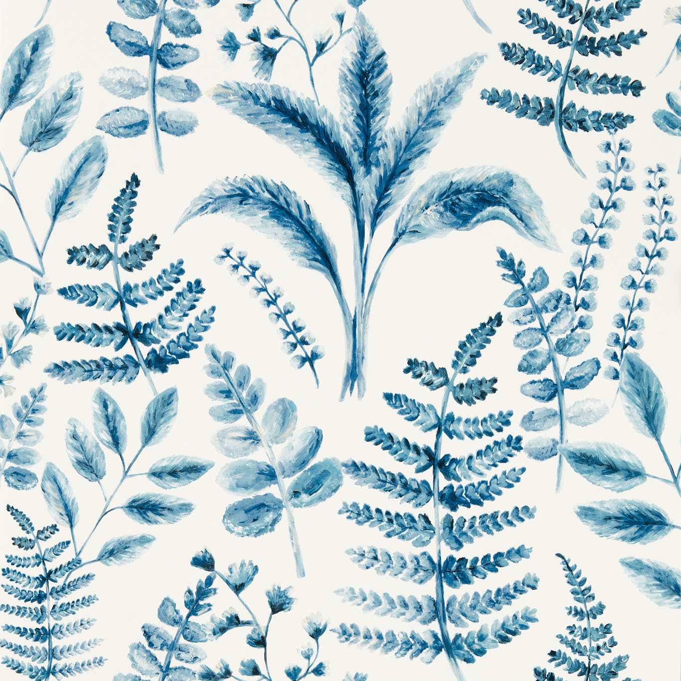 Bracken Wallpaper - Denim - Clarke & Clarke - W0156/01 - Morris Wallpaper