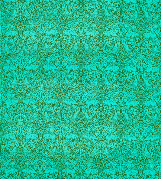 Brer Rabbit Fabric - Olive/Turquoise - Morris & Co - 226848 - Premier Wallcovering