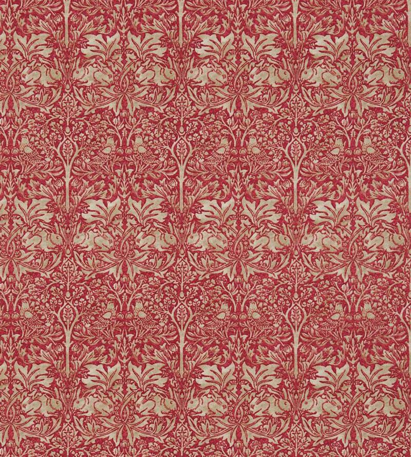 Brer Rabbit Fabric - Red/Hemp - Morris & Co - DMORBR201 - Premier Wallcovering