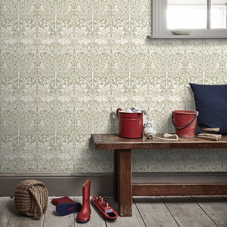 Brer Rabbit Wallpaper - Leaf Green - 217389 - Morris Wallpaper WD - Morris Wallpaper