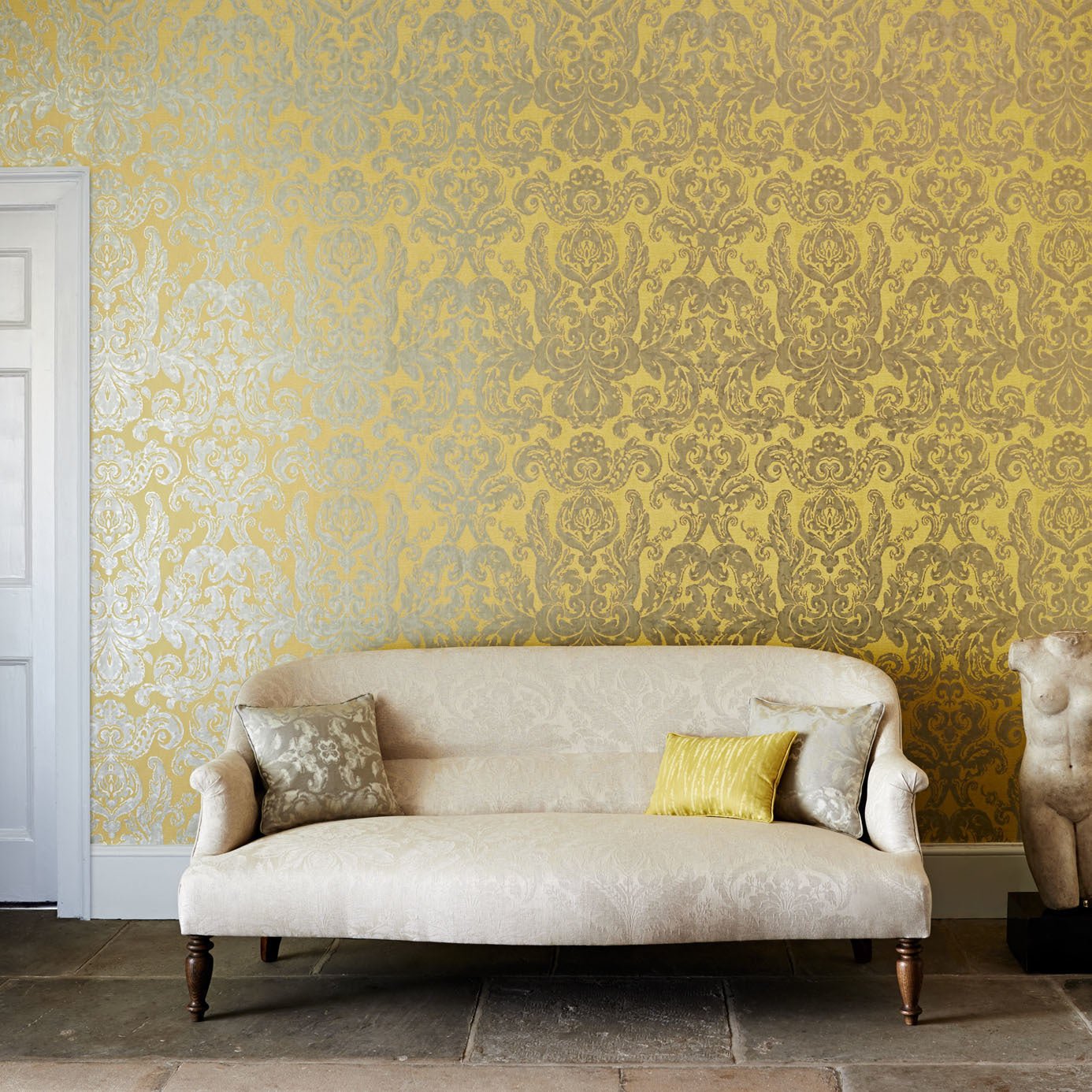 Brocatello Wallpaper - Burnish - ZCON312006 - Zoffany - Morris Wallpaper