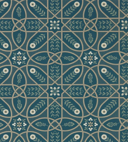 Brophy Trellis Wallpaper - Deep Teal - DMSW216699 - Morris & Co - Morris Wallpaper