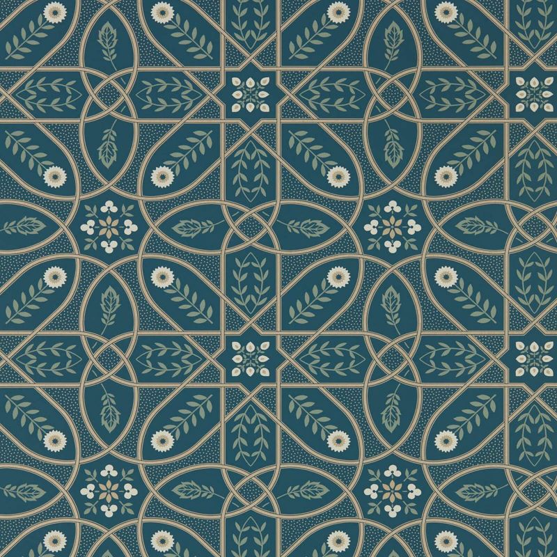 Brophy Trellis Wallpaper - Deep Teal - Morris & Co - 216699 - Morris Wallpaper