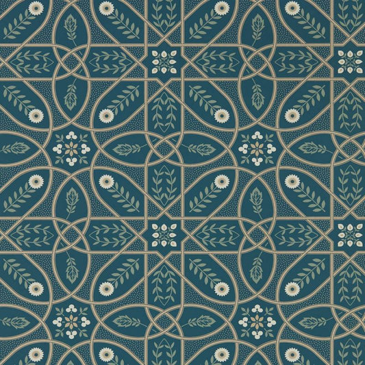 Brophy Trellis Wallpaper - Deep Teal - Morris & Co - 216699 - Morris Wallpaper