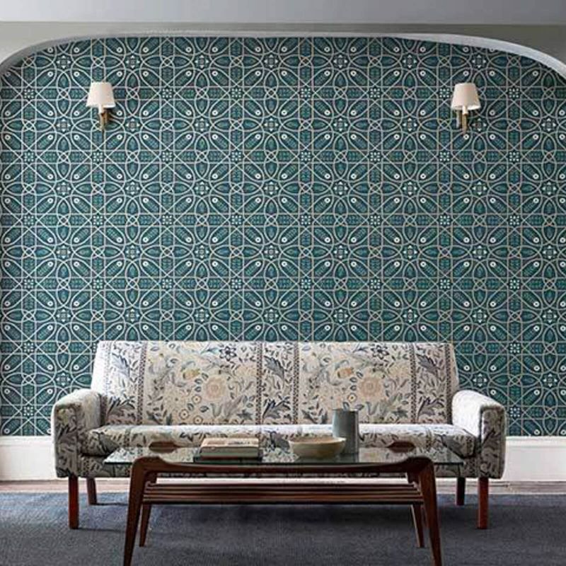 Brophy Trellis Wallpaper - Sage Linen - Morris & Co - 216702 - Morris Wallpaper