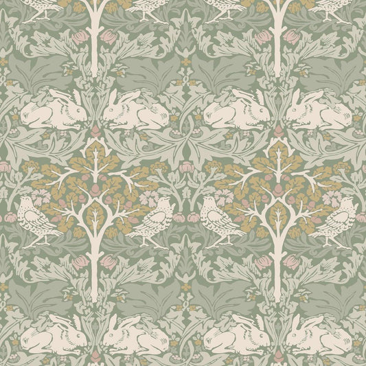 140500 - Brother Rabbit Wallpaper - Sage - William Morris