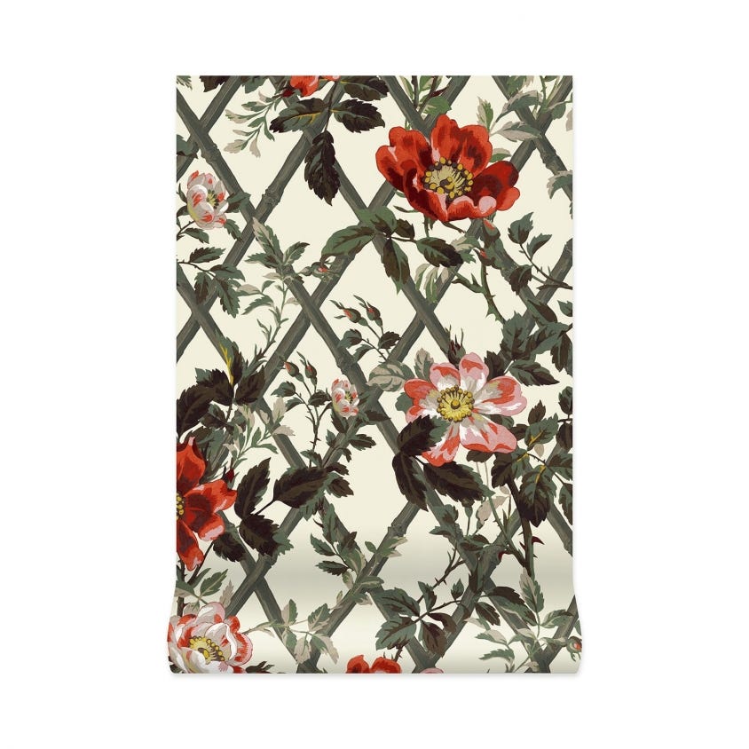 Bryher Rose Wallpaper - Cinnabar - House of Hackney - 1-WA-BRR-DI-XXX-XXX - Morris Wallpaper