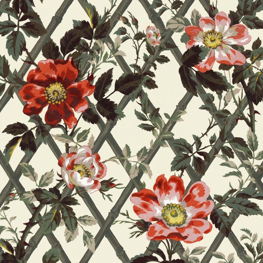 Bryher Rose Wallpaper - Cinnabar - House of Hackney - 1-WA-BRR-DI-XXX-XXX - Morris Wallpaper