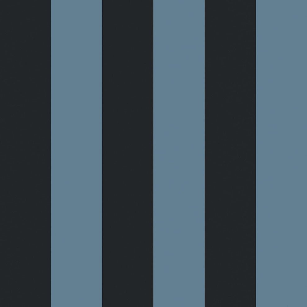 Camelot Stripe Traditional Wallpaper - Sky and Noir - House of Hackney - 1-WA-CAM-TR-SKN-XXX - Morris Wallpaper