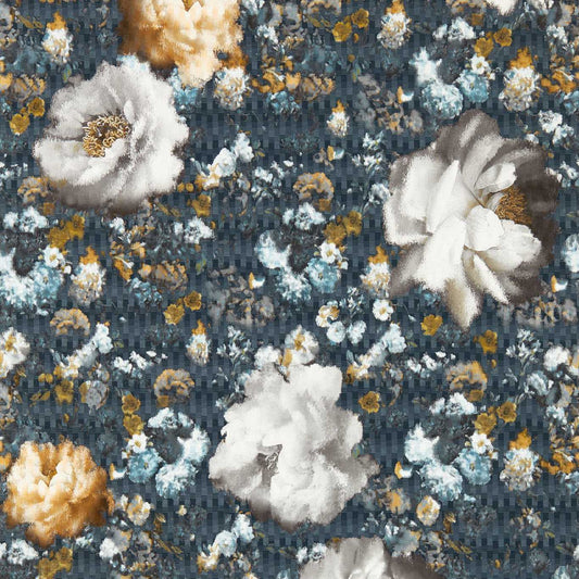Camile Wallpaper - Midnight/Gold - Clarke & Clarke - W0148/02 - Morris Wallpaper