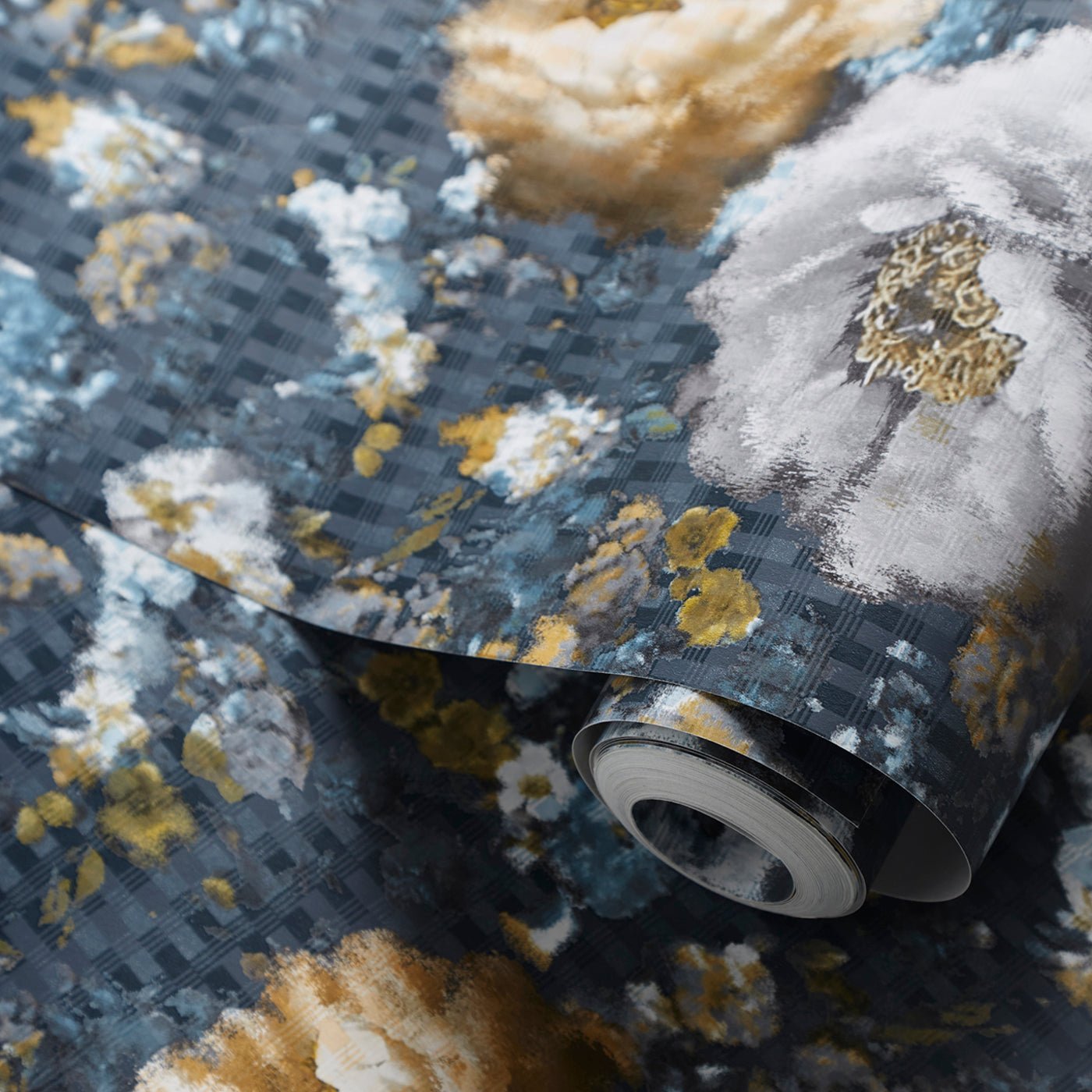Camile Wallpaper - Midnight/Gold - Clarke & Clarke - W0148/02 - Morris Wallpaper