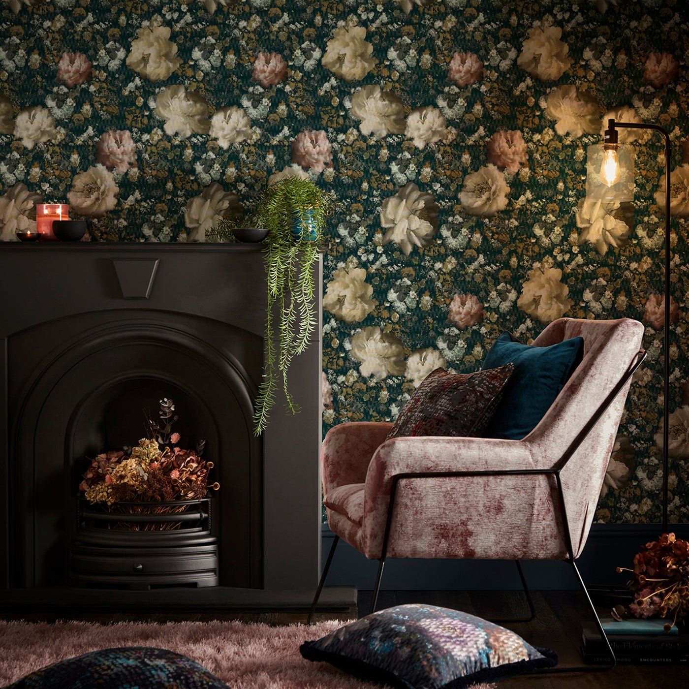 Camile Wallpaper - Teal/Spice - Clarke & Clarke - W0148/03 - Morris Wallpaper