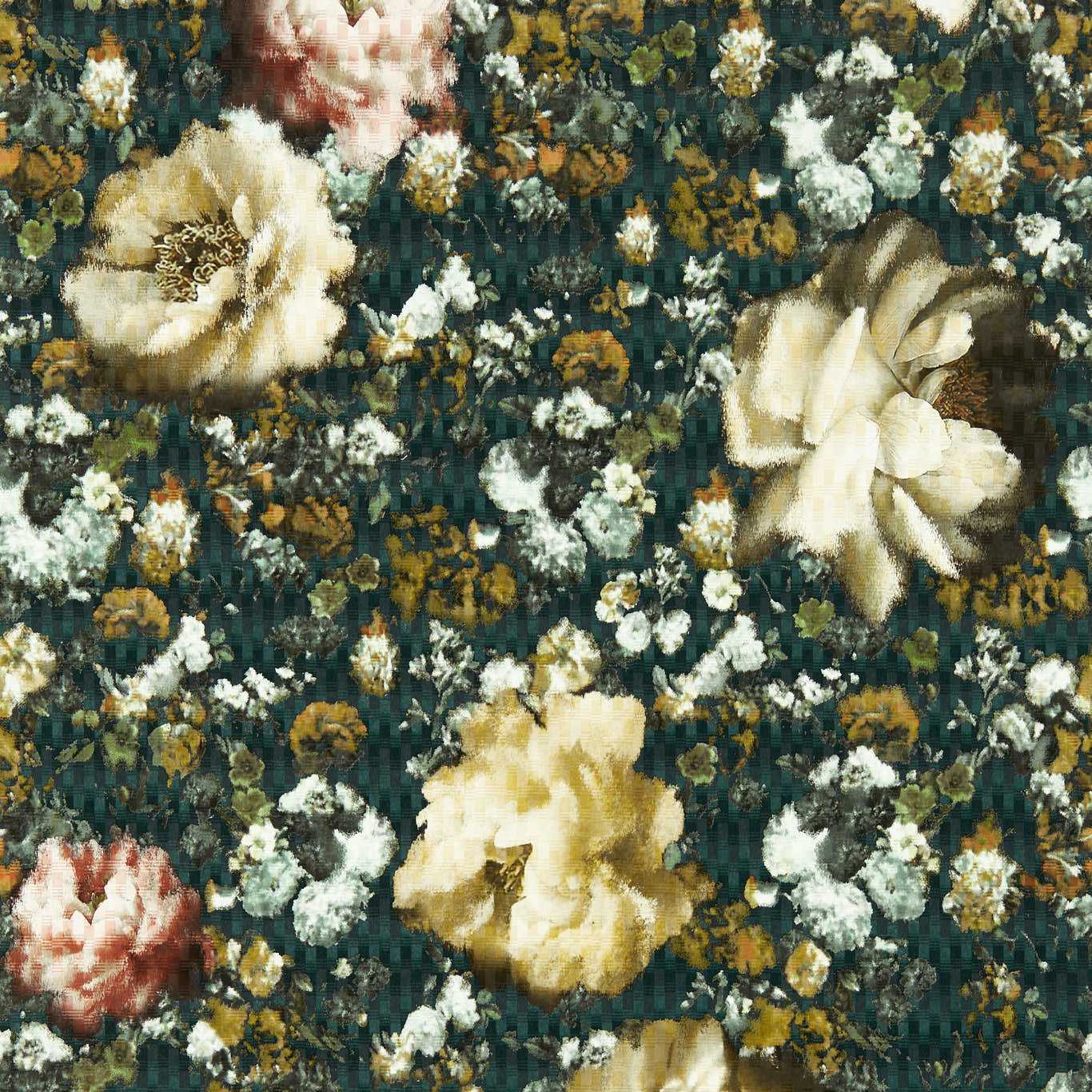 Camile Wallpaper - Teal/Spice - Clarke & Clarke - W0148/03 - Morris Wallpaper