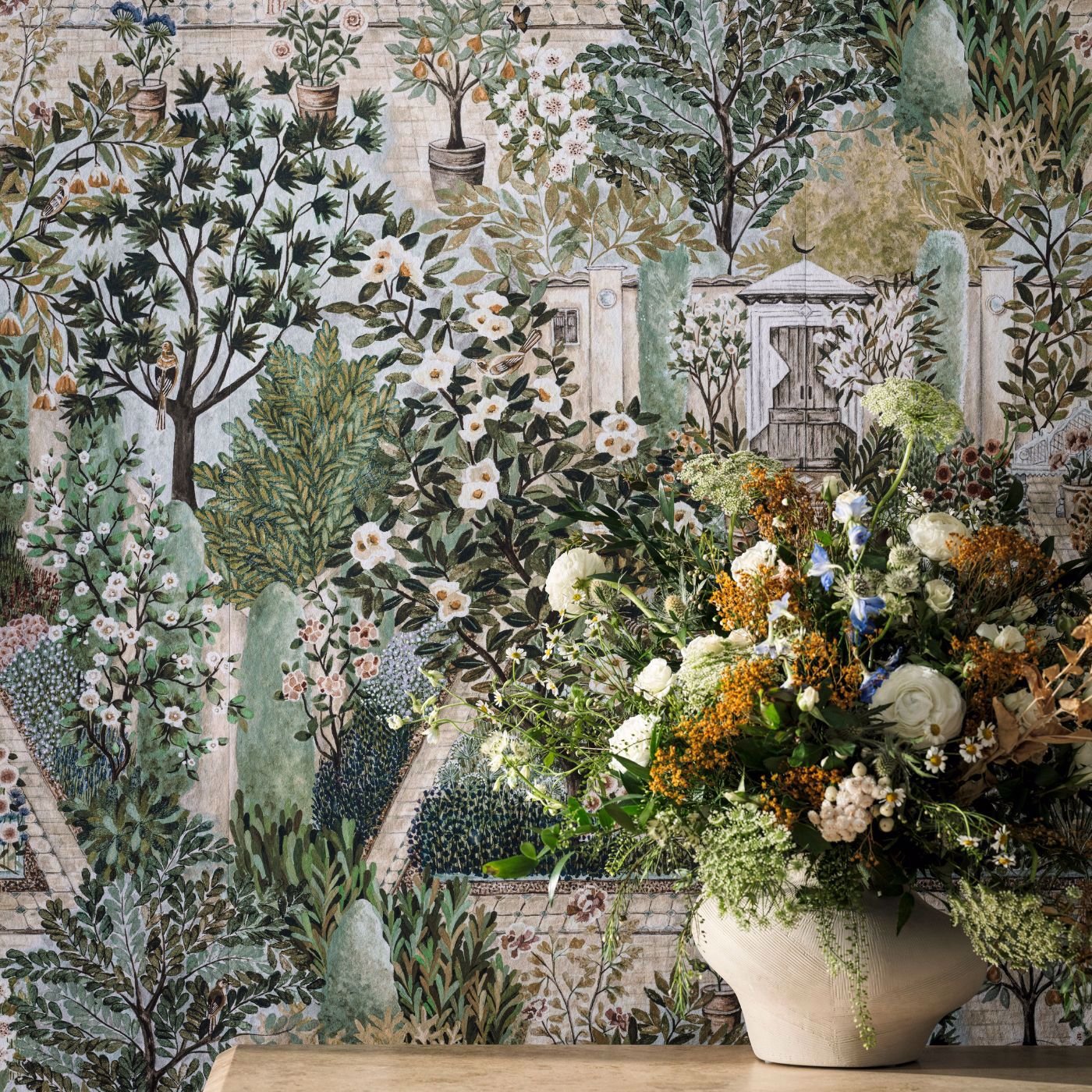 Carpet Garden Wallpaper - Sanctuary - Sanderson - DHIP217519 - Morris Wallpaper