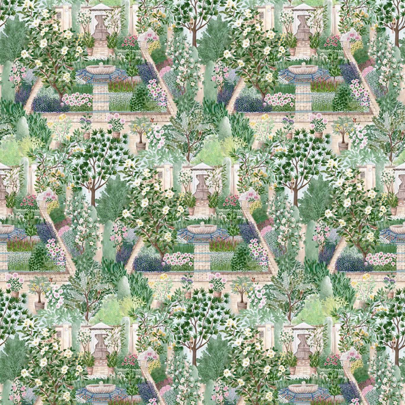 Carpet Garden Wallpaper - Sanctuary - Sanderson - DHIP217519 - Morris Wallpaper
