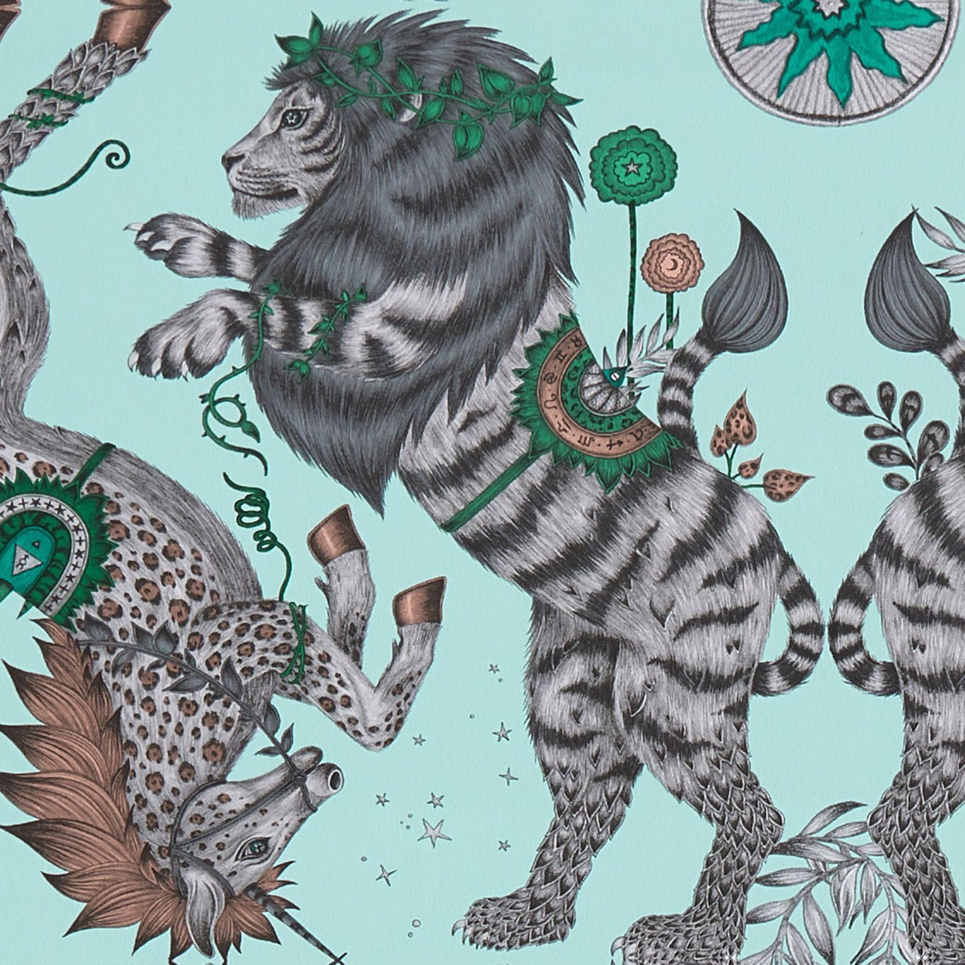 Caspian Wallpaper - Aqua - Clarke & Clarke - W0113/01 - Morris Wallpaper