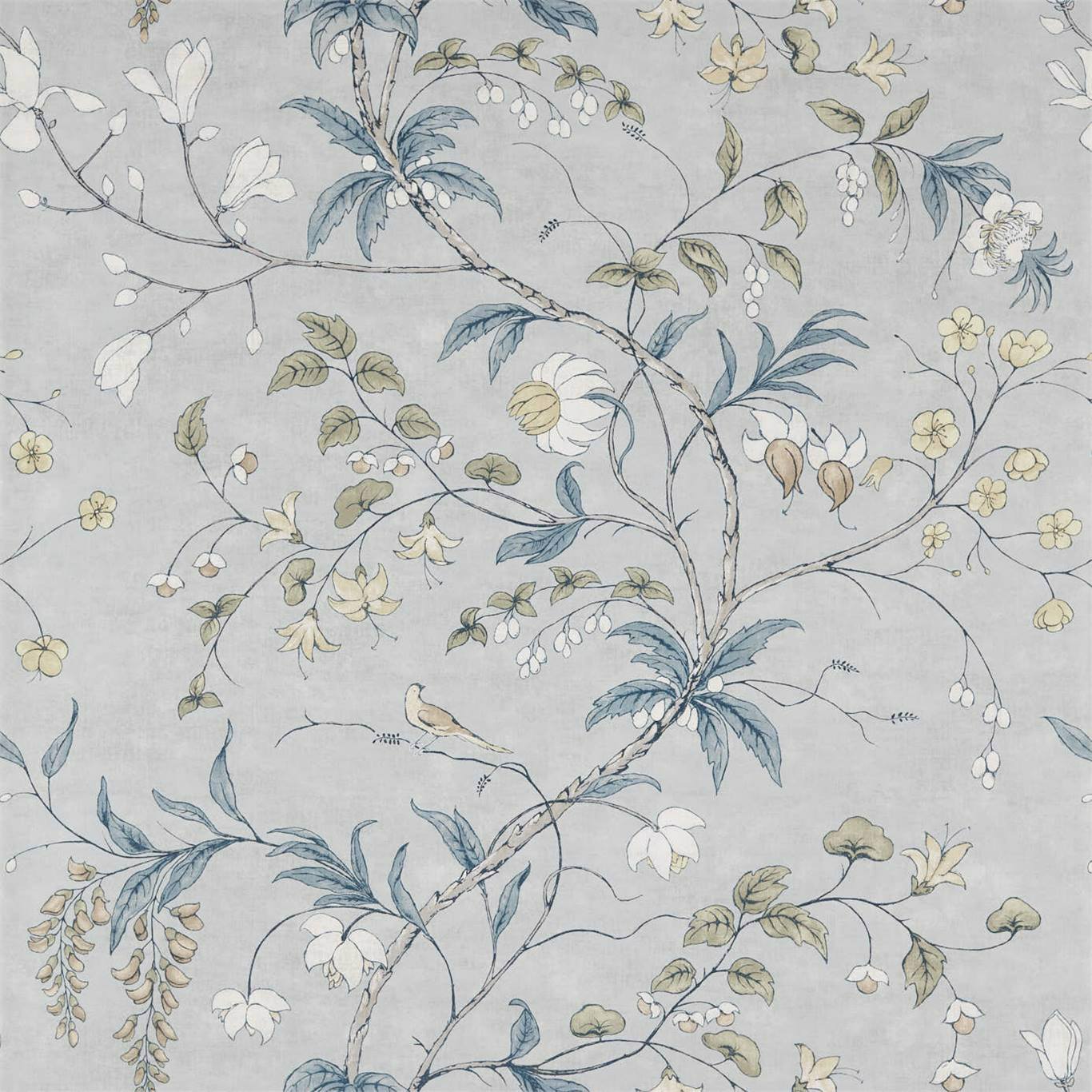 Chambalon Trail Wallpaper - Mercury/Platinum Grey - ZDAR312851 - Zoffany - Morris Wallpaper