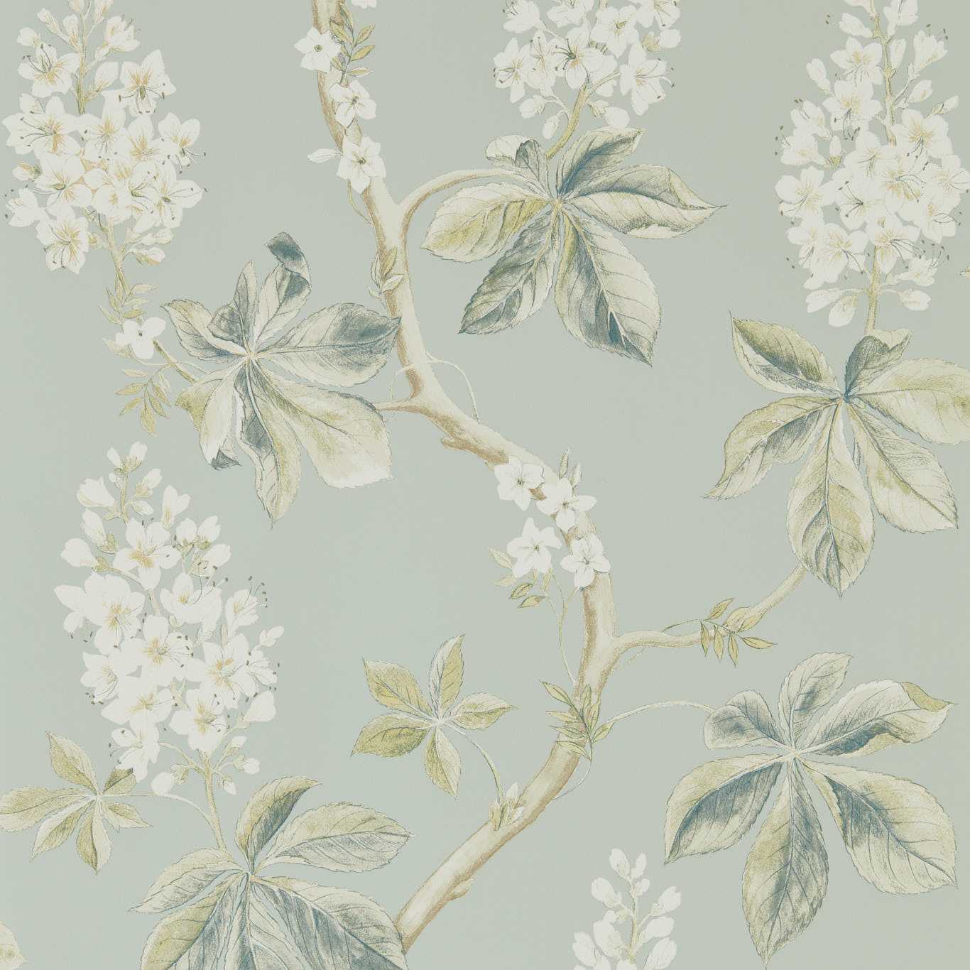Chestnut Tree Wallpaper - Grey Blue/Sage - Sanderson - DWOW215708