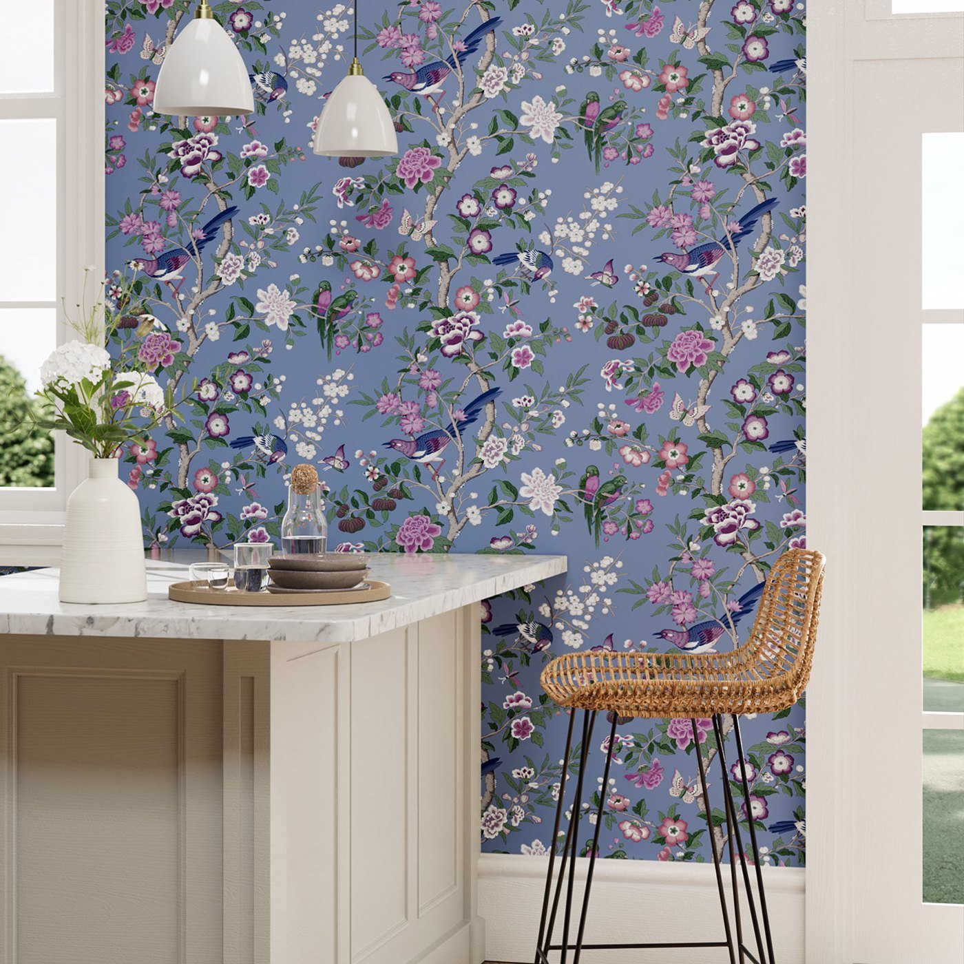 Chinoiserie Hall Wallpaper - Blueberry/Purple - DWAW217111 - Sanderson - Morris Wallpaper