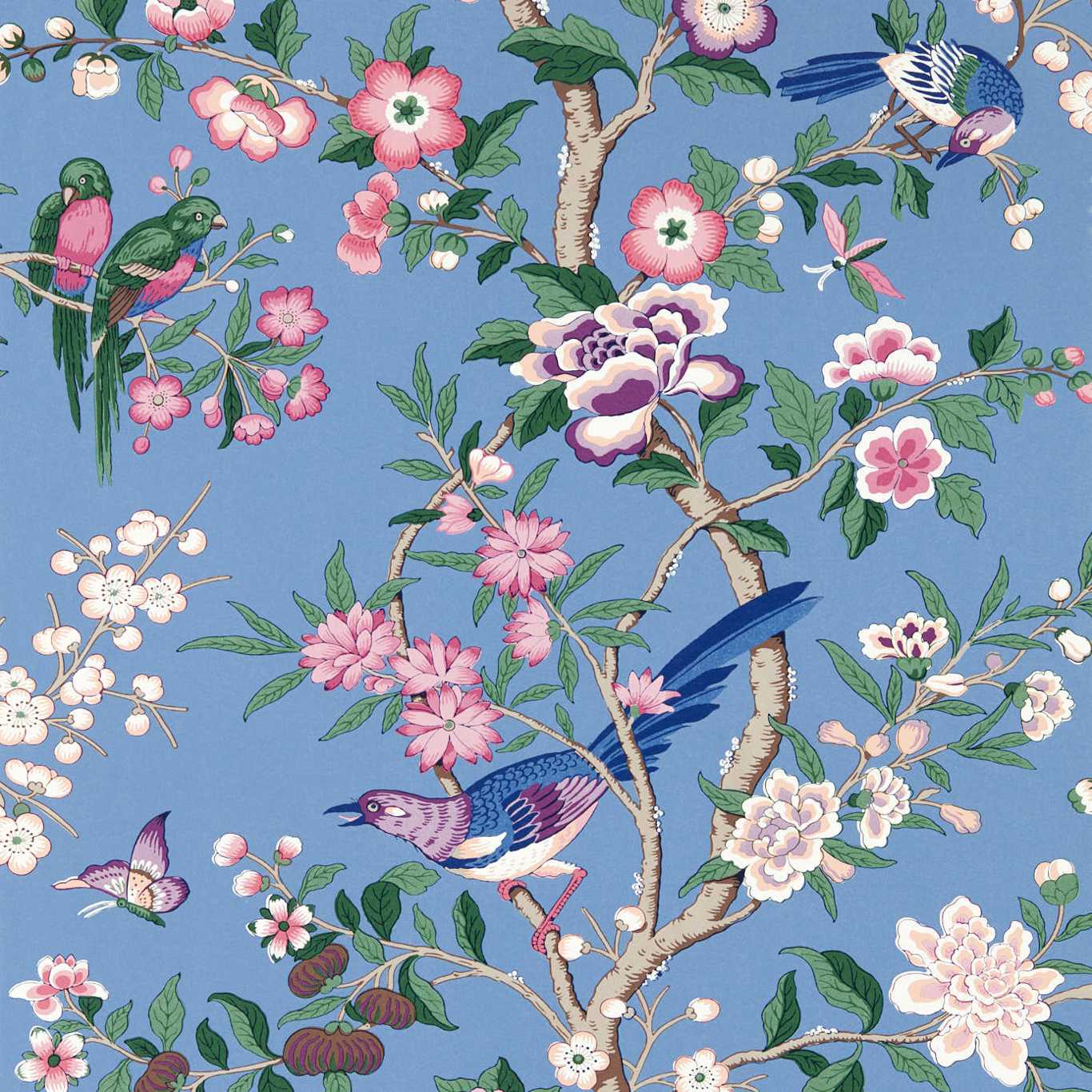 Chinoiserie Hall Wallpaper - Blueberry/Purple - DWAW217111 - Sanderson - Morris Wallpaper