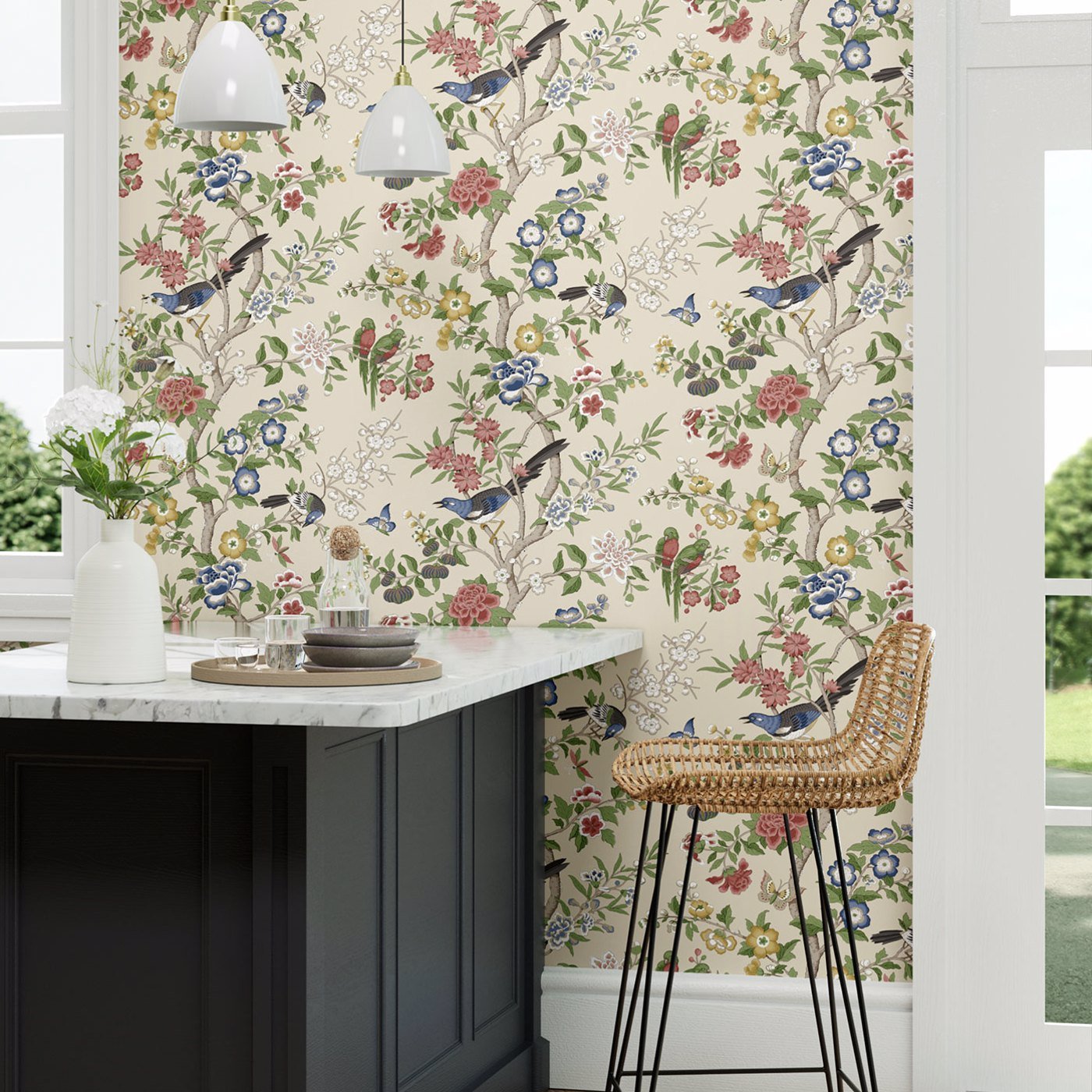 Chinoiserie Hall Wallpaper - Linen/ Chintz - DWAW217113 - Sanderson - Morris Wallpaper