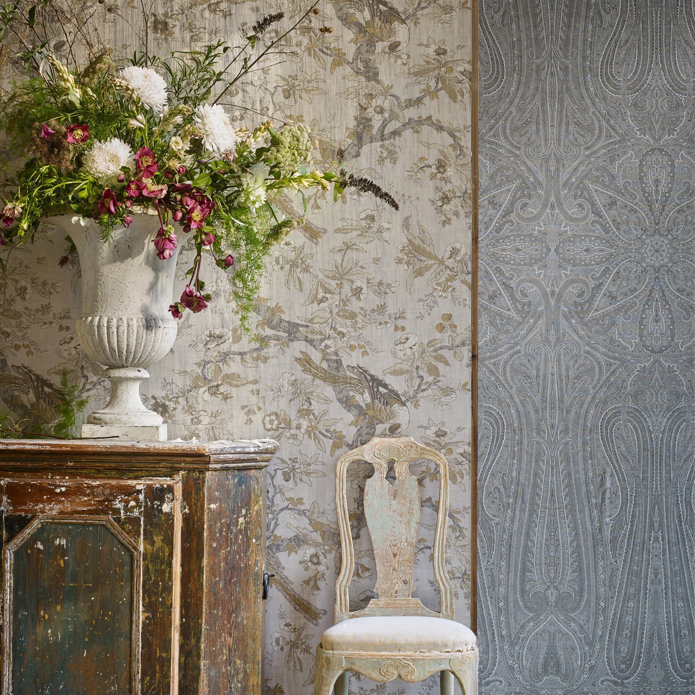 Chintz Lustre Wallpaper - Quartz Grey - ZCOT313013 - Zoffany - Premier Wallcovering