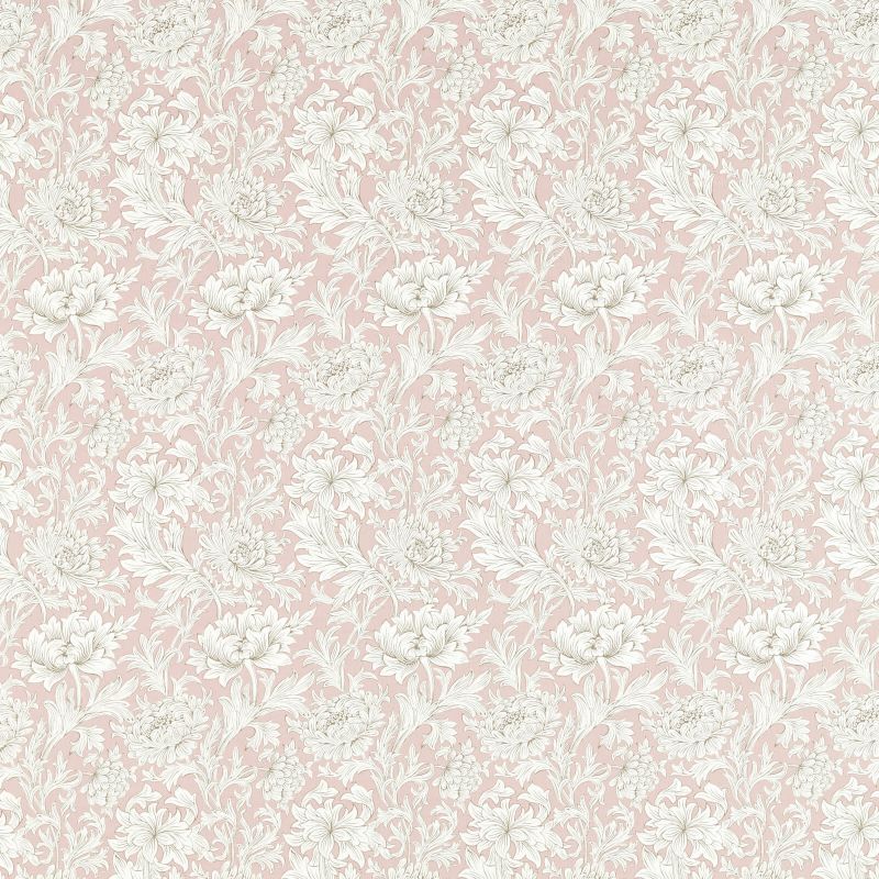 Chrysanthemum Toile Fabric - Cochineal Pink - Morris & Co - 226910 - Premier Wallcovering