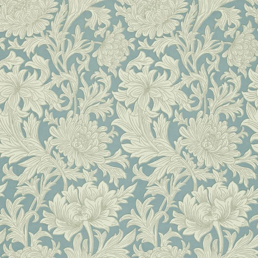 Chrysanthemum Toile Wallpaper - China Blue/Cream - Morris & Co - 210415 - Morris Wallpaper