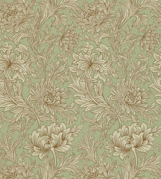 Chrysanthemum Toile Wallpaper - Eggshell/Gold - 210418 - Morris & Co