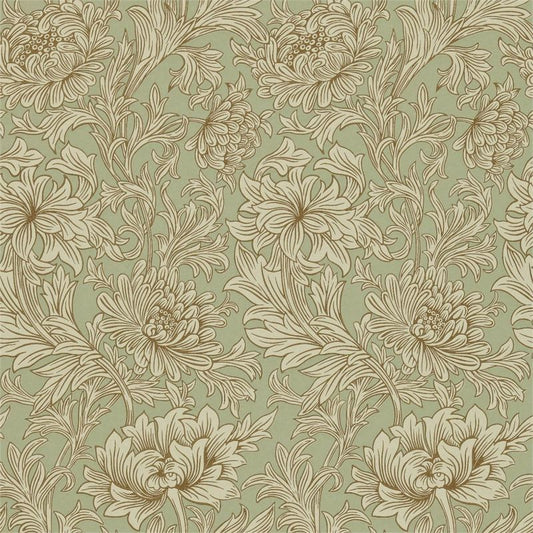 Chrysanthemum Toile Wallpaper - Eggshell/Gold - Morris & Co - 216861 - Morris Wallpaper