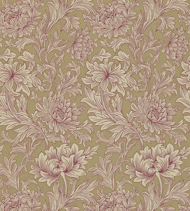 Chrysanthemum Wallpaper - Grape/Bronze - DMCW210416 - Morris & Co - Morris Wallpaper