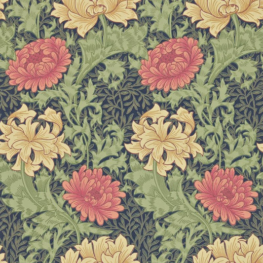 Chrysanthemum Wallpaper - Indigo - Morris & Co - 216854 - Morris Wallpaper