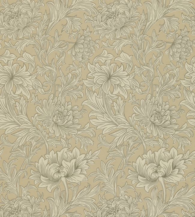 Chrysanthemum Wallpaper - Ivory/Gold - DMCW210417 - Morris & Co - Morris Wallpaper